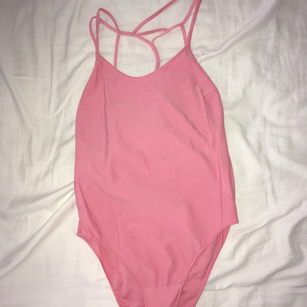 pink strappy back bodysuit